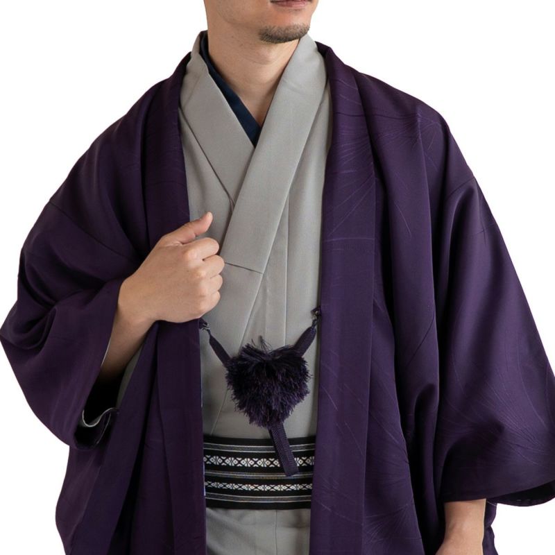 男羽織 正絹 袷 紋意匠 山水額裏付き