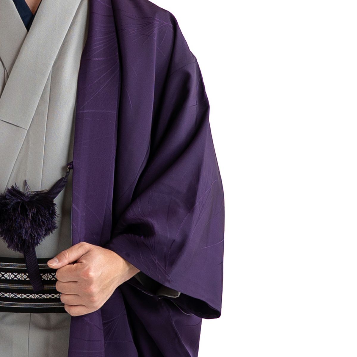 男羽織 正絹 袷 紋意匠 山水額裏付き