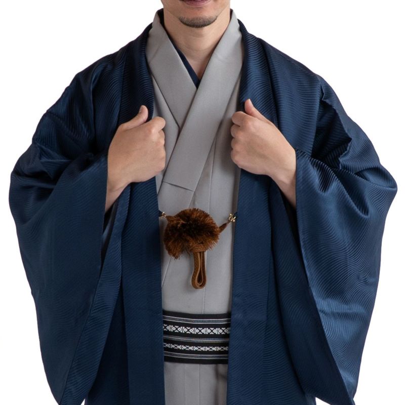 男羽織 正絹 袷 紋意匠 山水額裏付き