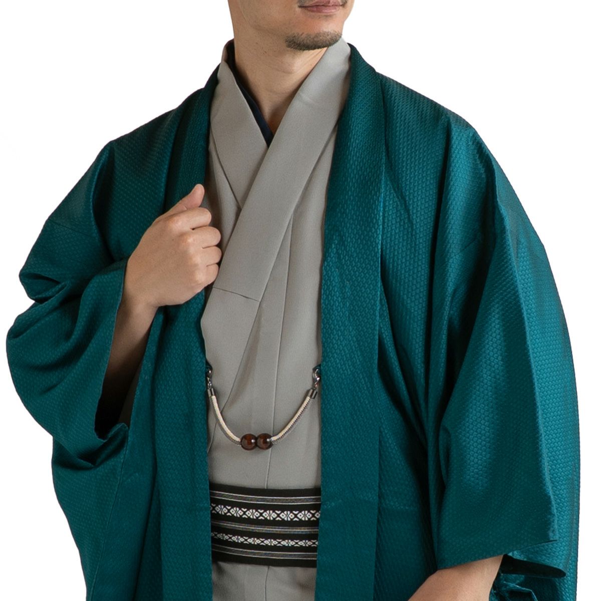 男羽織 正絹 袷 紋意匠 山水額裏付き