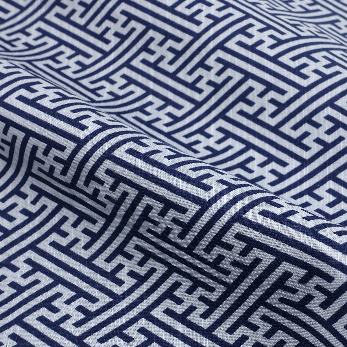 滝流れ 綿 紗綾型 紺グレー M～LL （浴衣+ワインレッド角帯+腰紐）