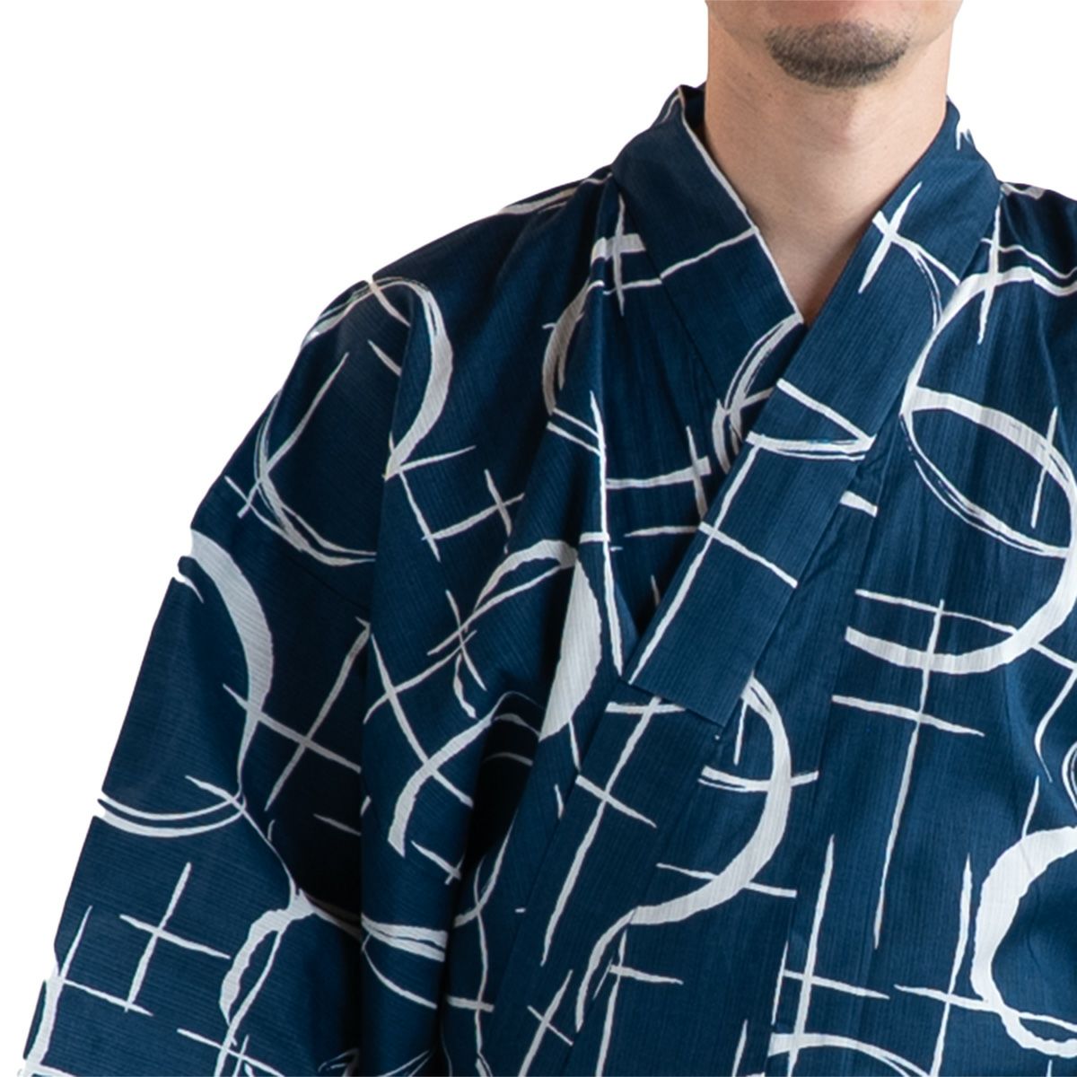 丸に十字 紺 M～LL （浴衣+ネイビー角帯+腰紐）