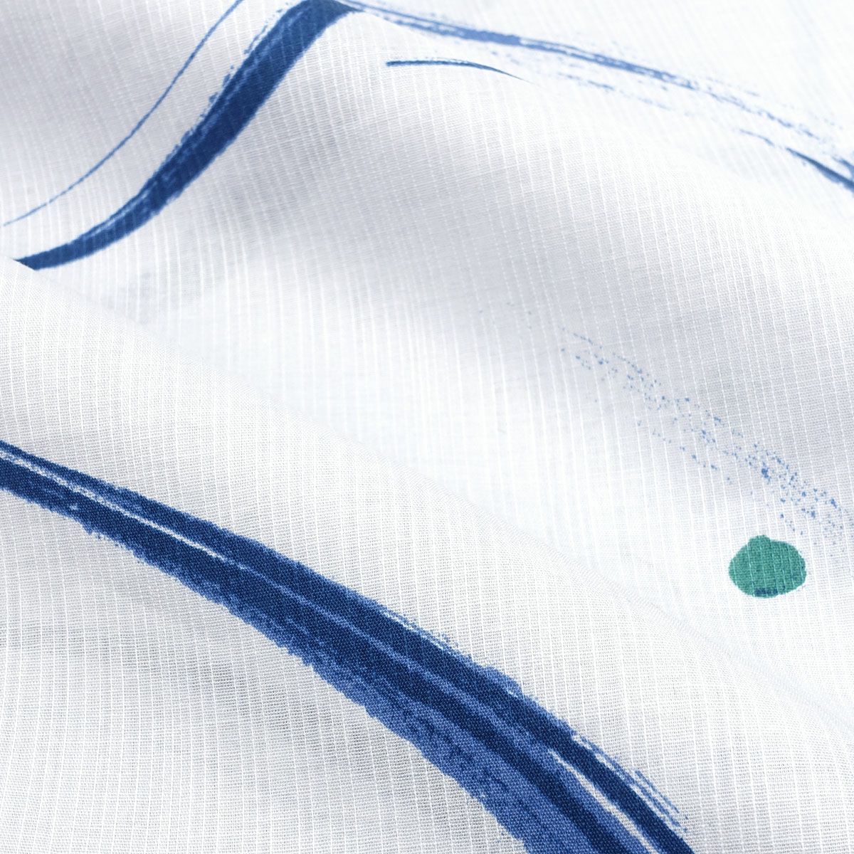 滝流れ 綿 曲線に点 ブルーグレー M～LL （浴衣+濃紺兵児帯+腰紐）