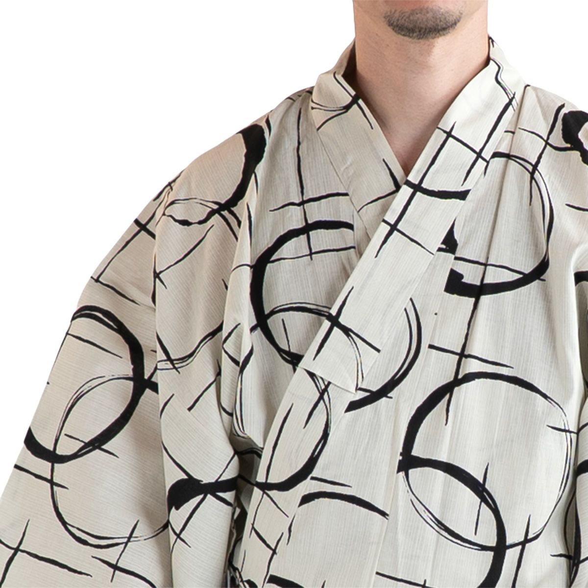 丸に十字 ベージュ M～LL （浴衣+紫角帯+腰紐）