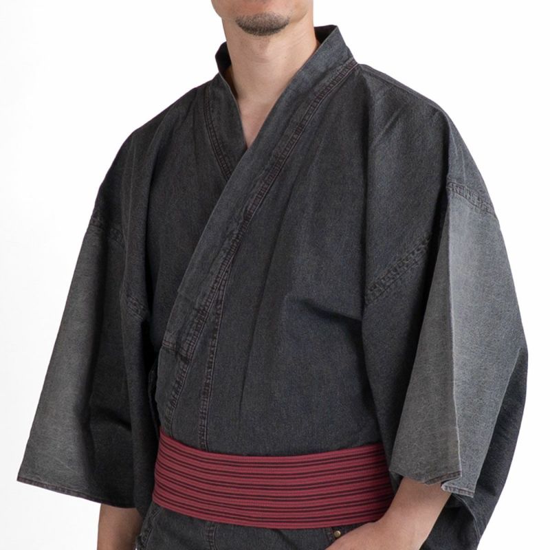 男性着物 デニム着物 黒