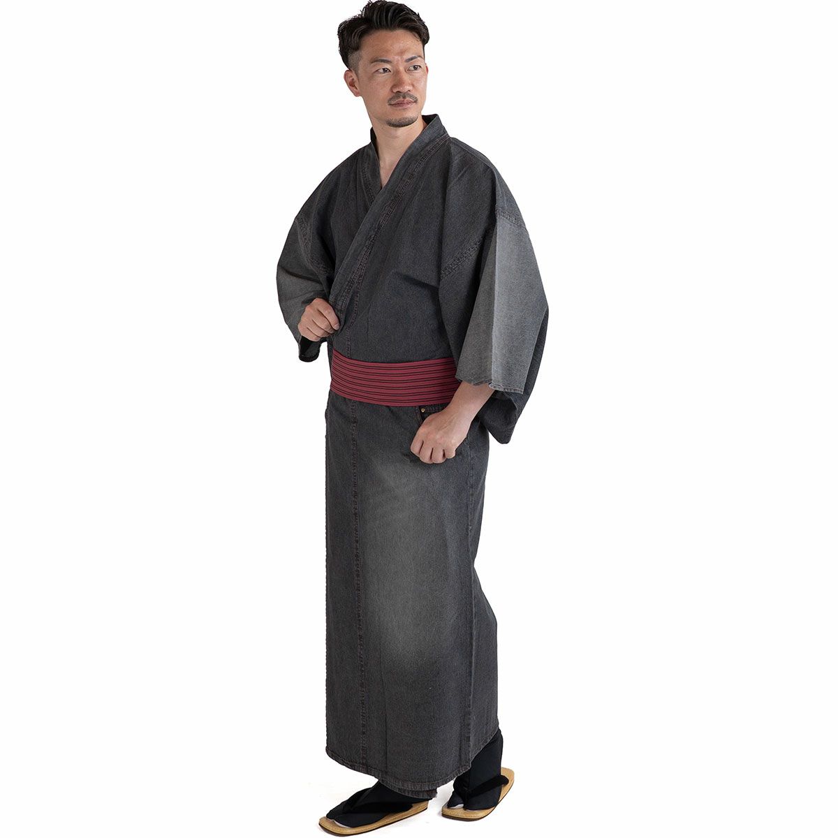 男性着物 デニム着物 黒