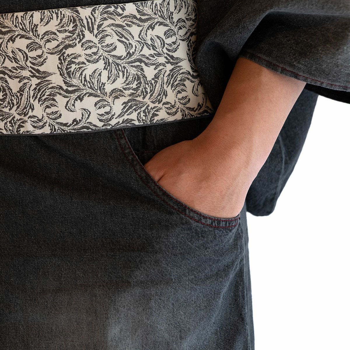 男性着物 デニム着物 黒