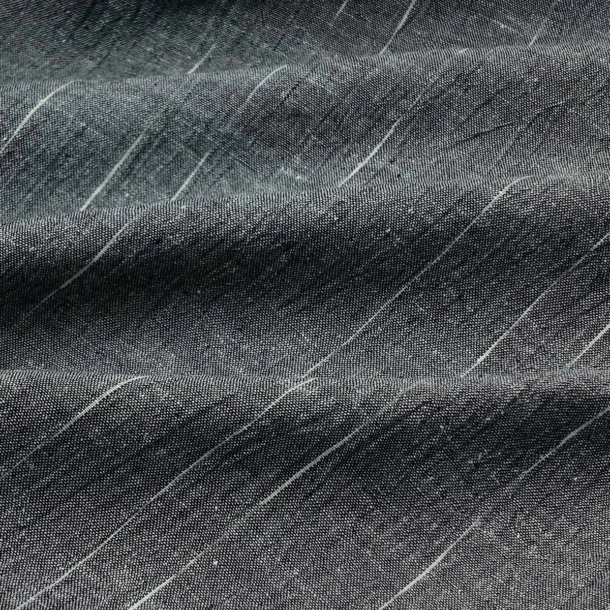 近江ちぢみ 綿麻 グレー （浴衣+献上ワインレッド角帯+男締め）