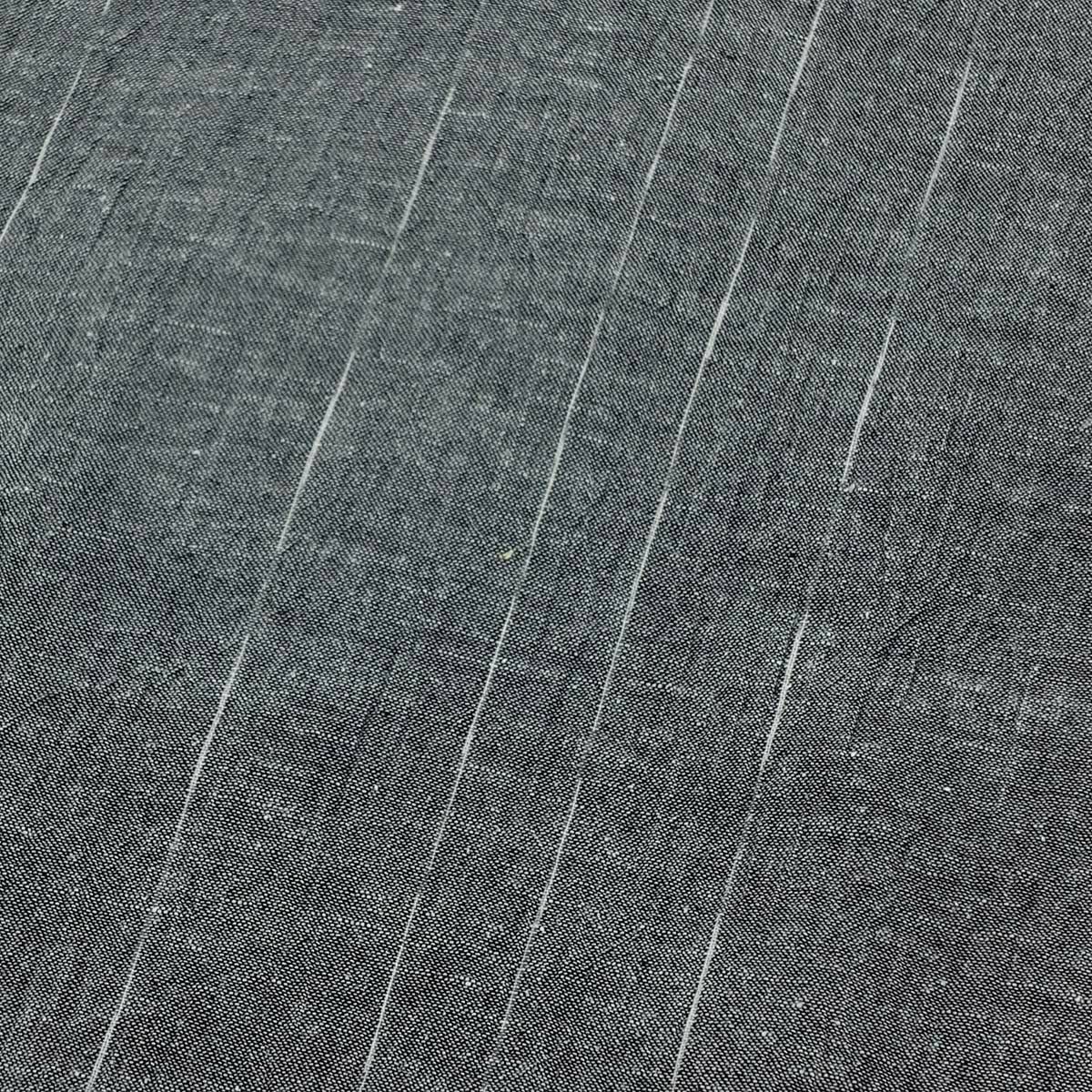 近江ちぢみ 綿麻 グレー （浴衣+グレー縞角帯+男締め）