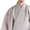 大きいサイズの浴衣セット しじら 綿麻 オフホワイト 3L～5L （浴衣+黒兵児帯+腰紐）