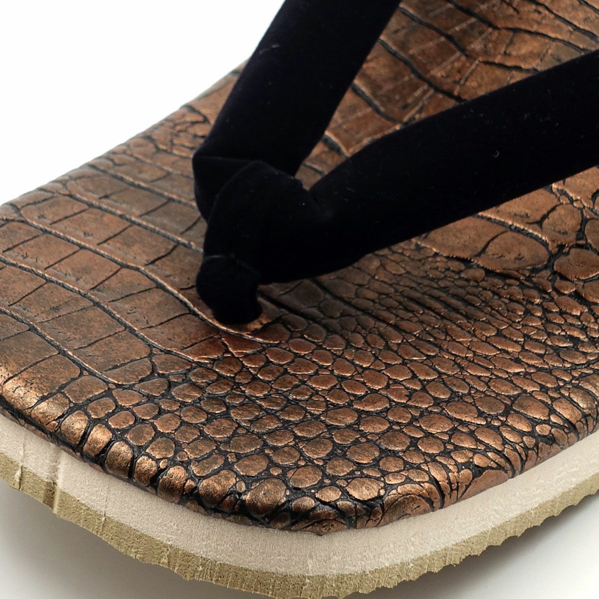 草履 ワニ革風 茶