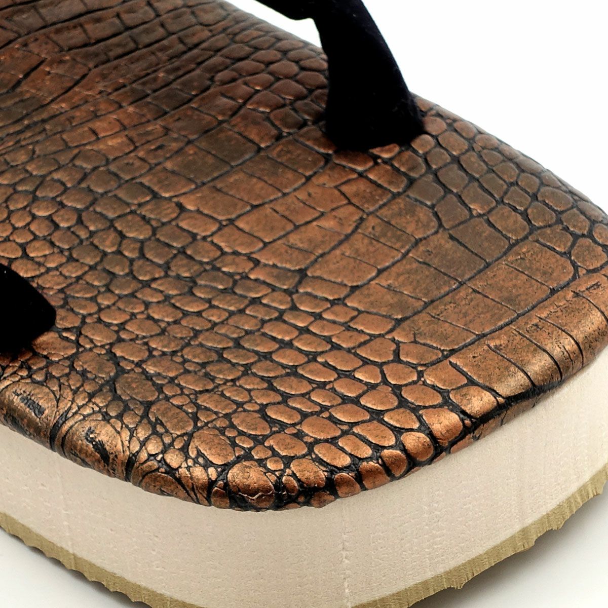 草履 ワニ革風 茶