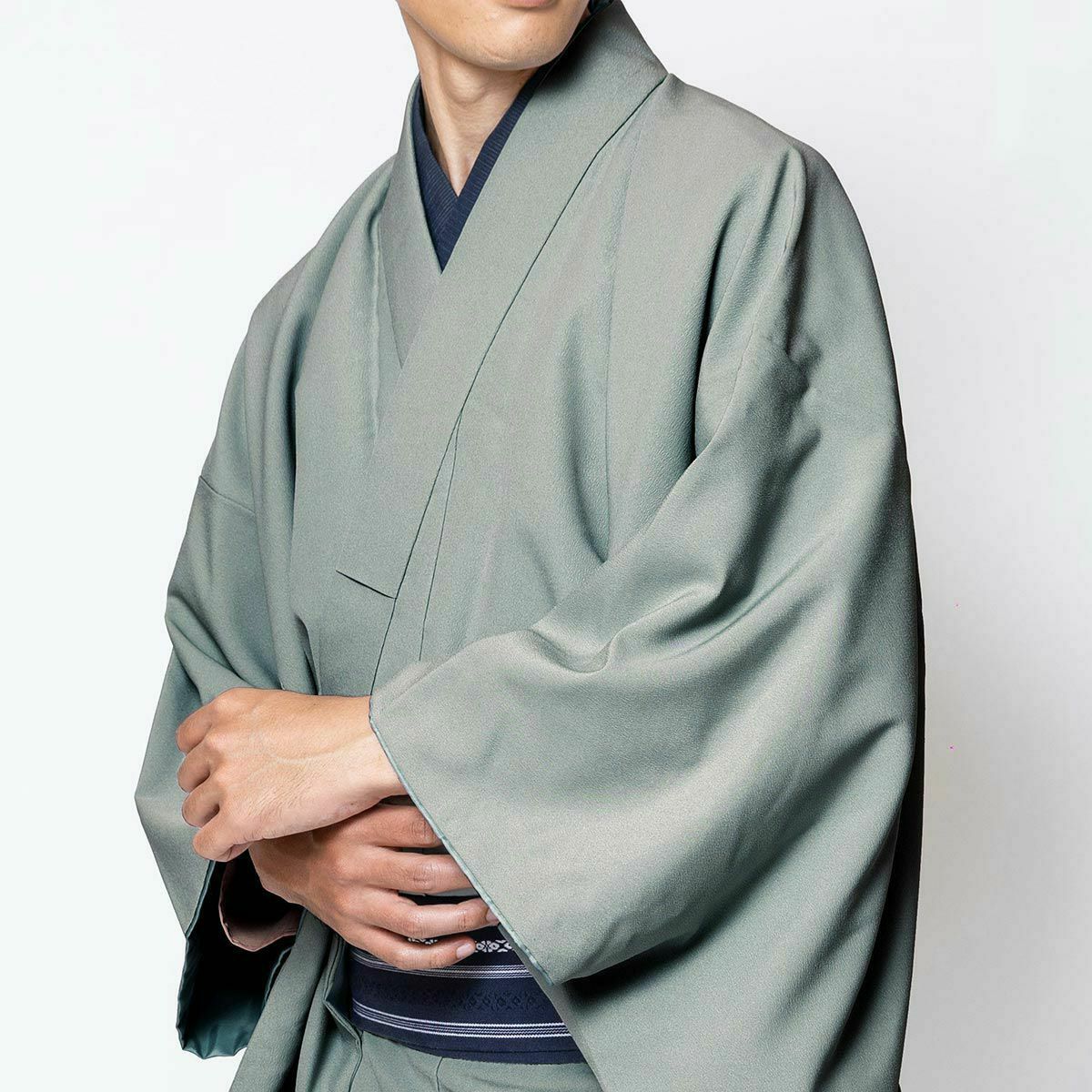 男着物 洗える ちりめん 単衣