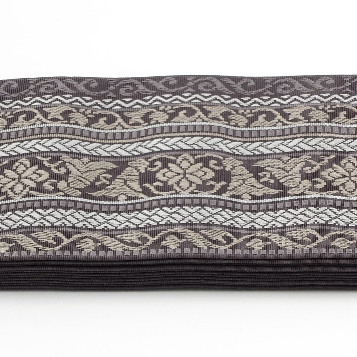 角帯 正絹 博多織物 武士 灰茶