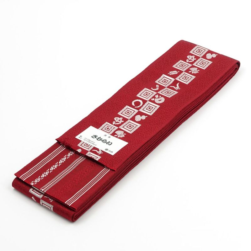 角帯 正絹 博多織物 さむらい かまわぬ 赤