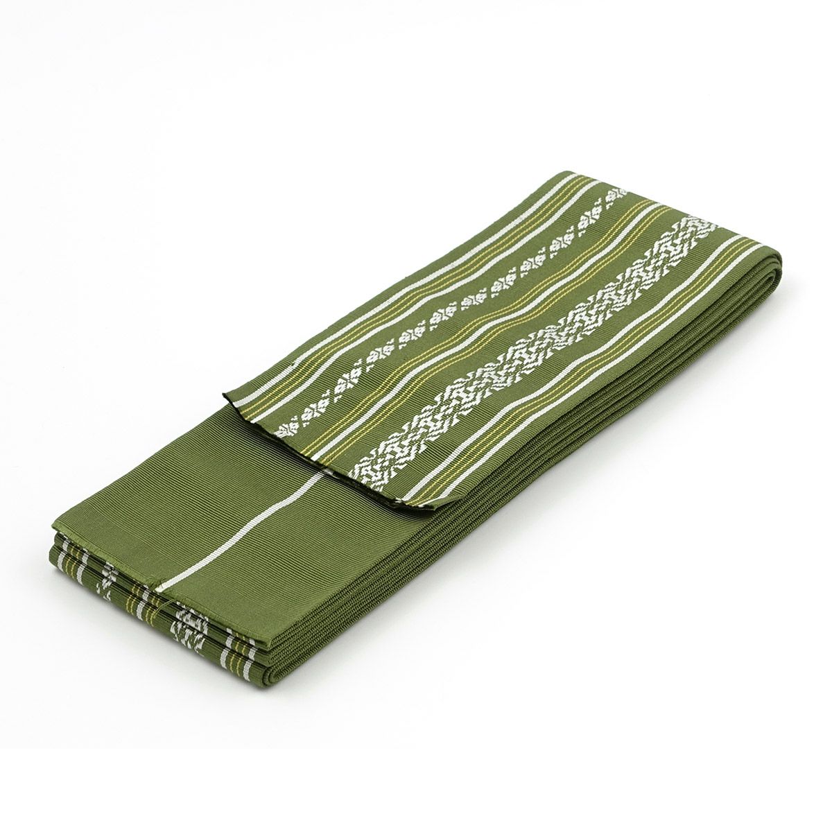 角帯 正絹 博多織物 献上 鶯色