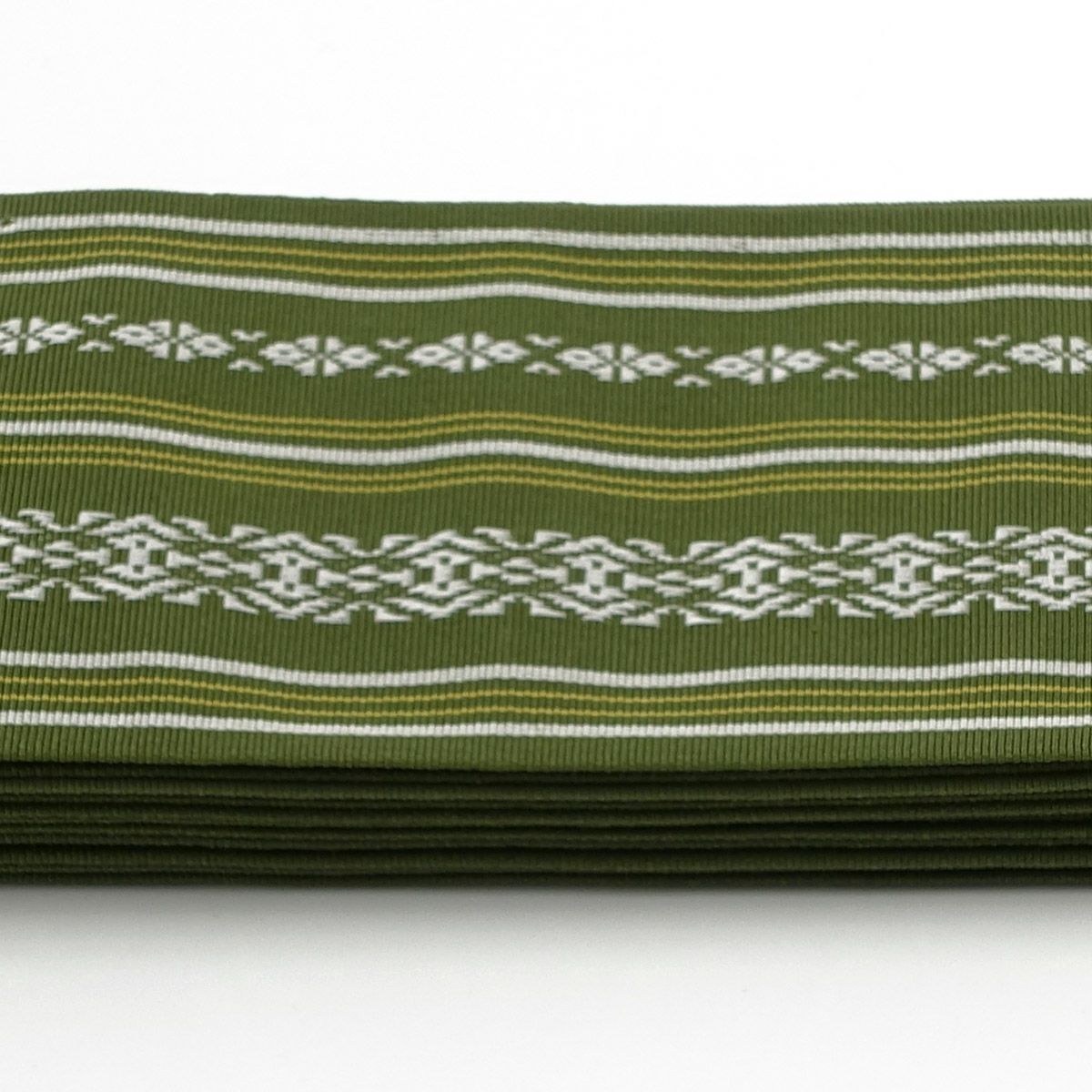 角帯 正絹 博多織物 献上 鶯色