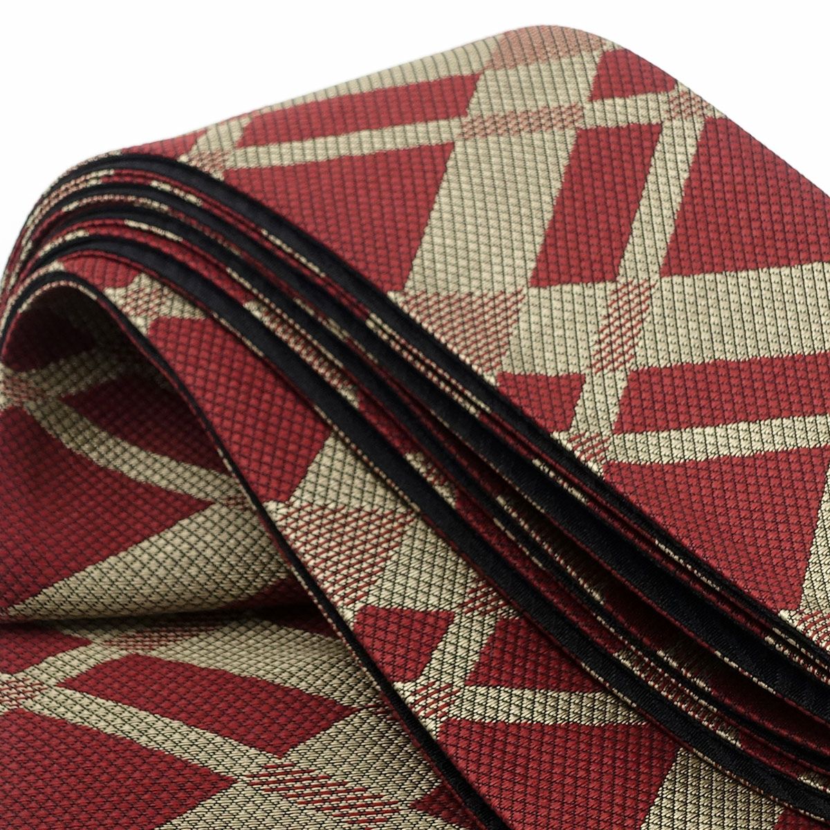 角帯 桐生織 交差 赤黄×黒