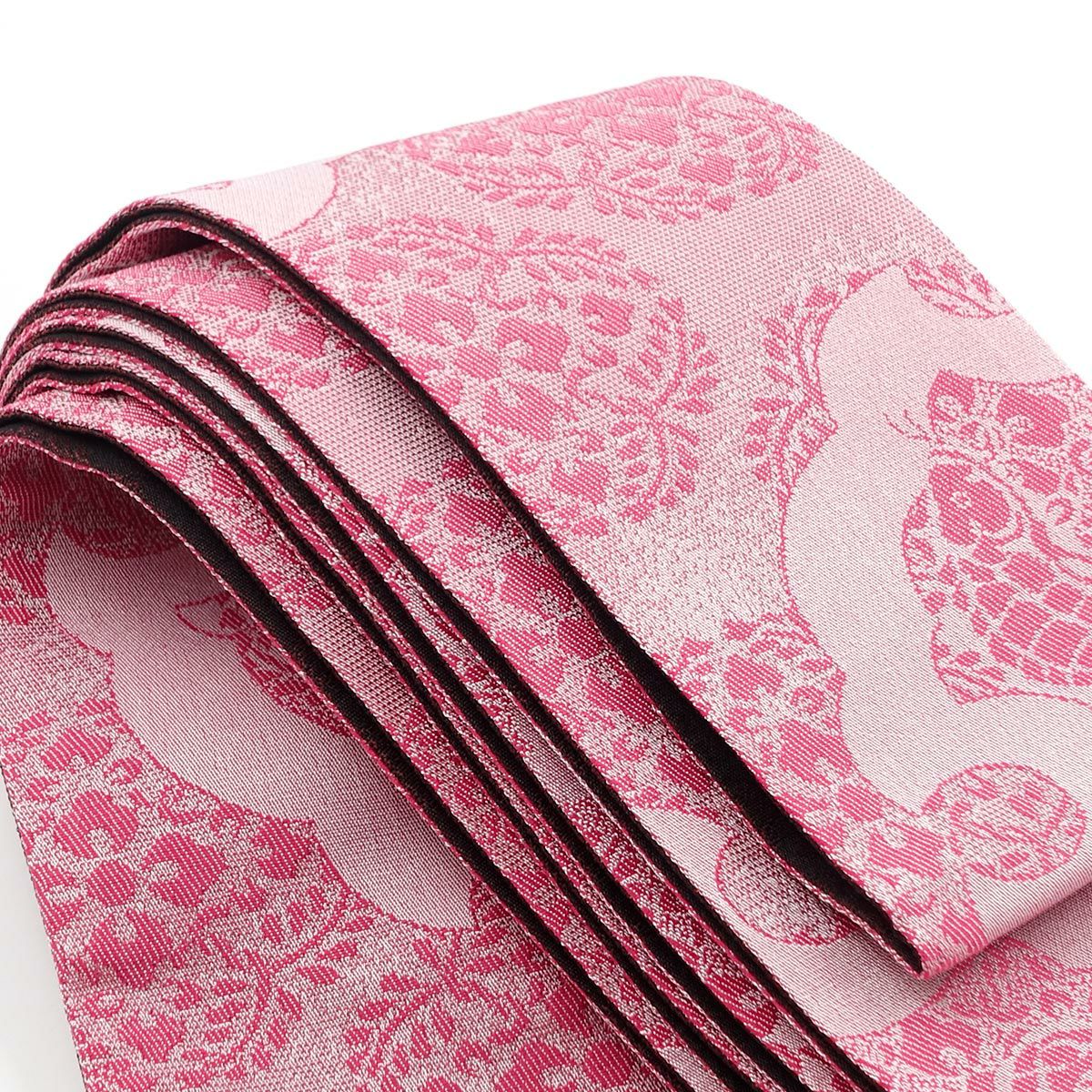 角帯 桐生織 ピンク×焦げ茶