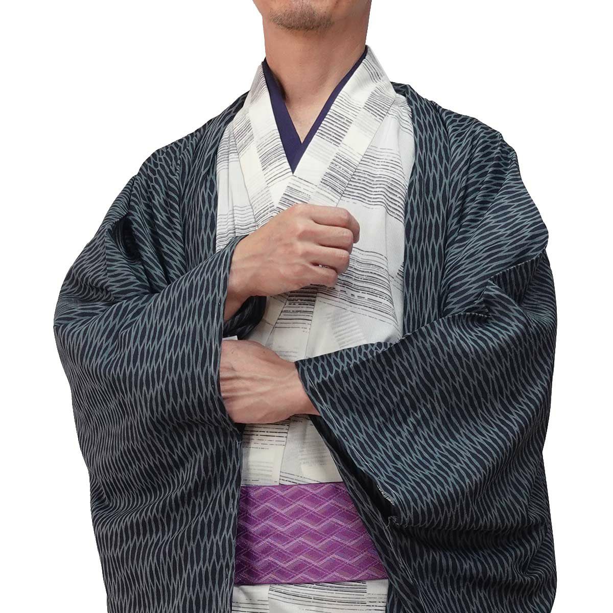 夏羽織 洗える 単衣 小紋 紗