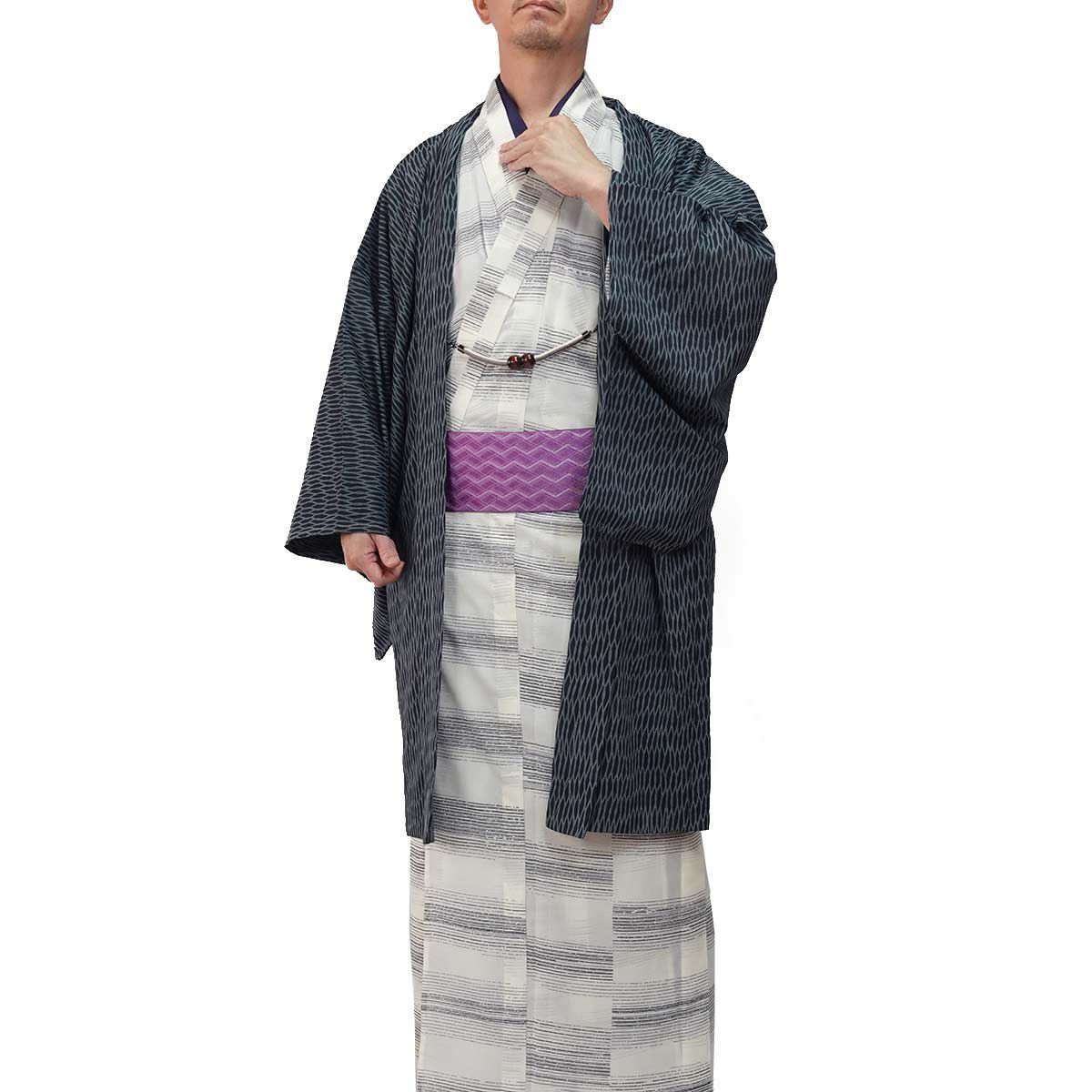 夏羽織 洗える 単衣 小紋 紗