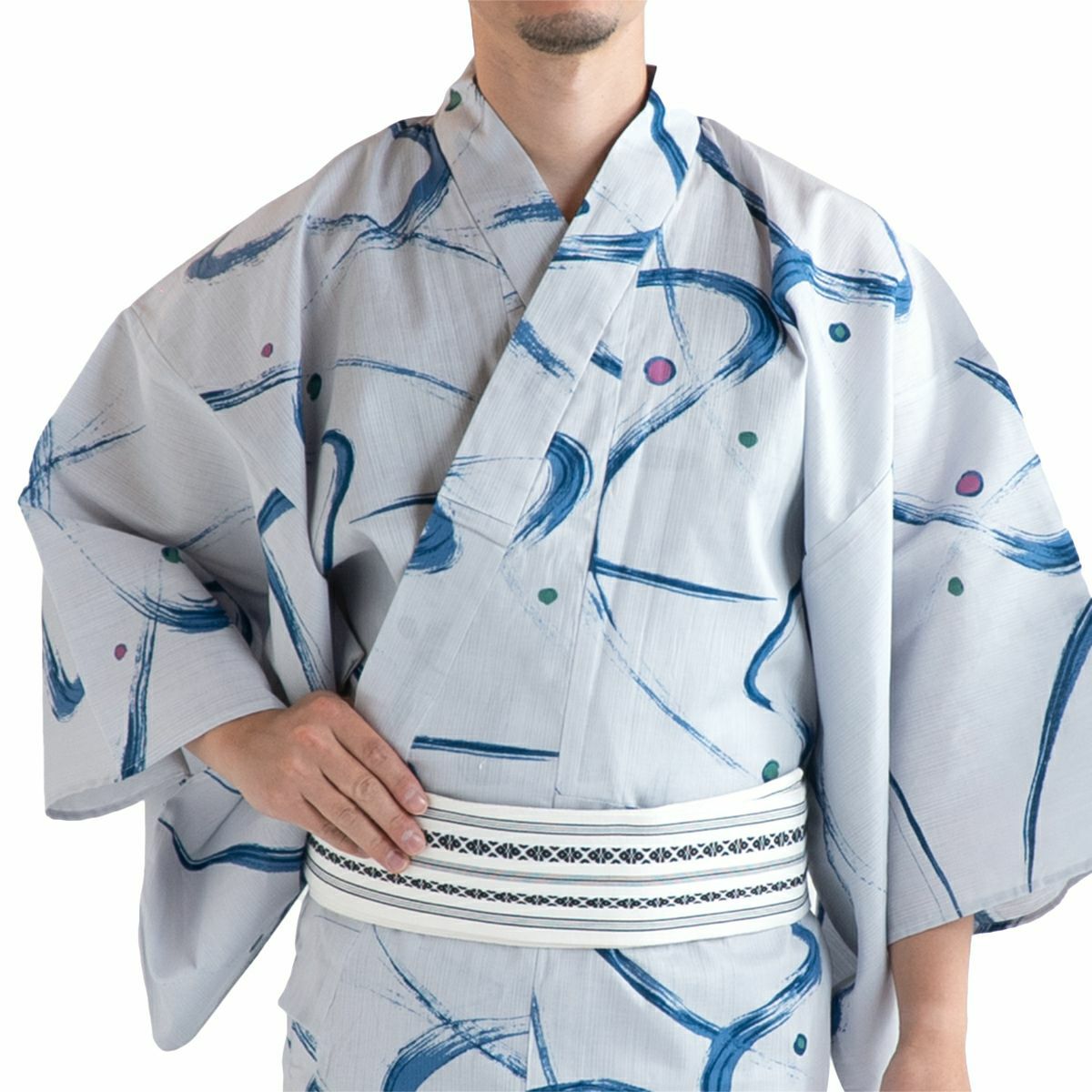 仕立てオーダー浴衣 夏着物 雪花絞り (ブルー) | 男着物の加藤商店《公式》
