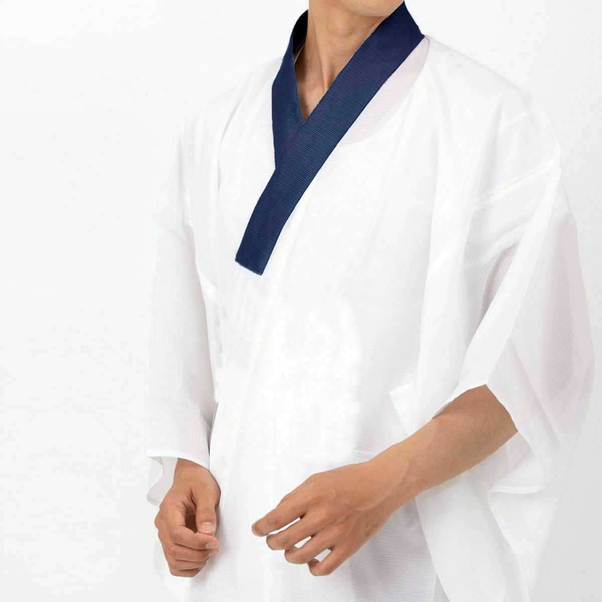 長襦袢 男物 洗える 夏用 駒絽 紺衿 Sサイズ