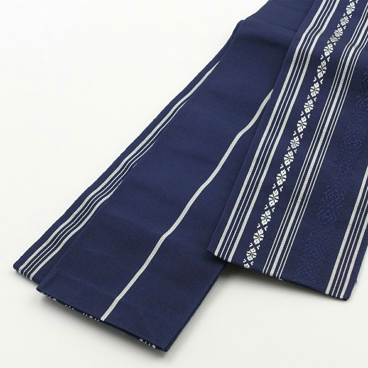 角帯 正絹 博多織物 献上 紺