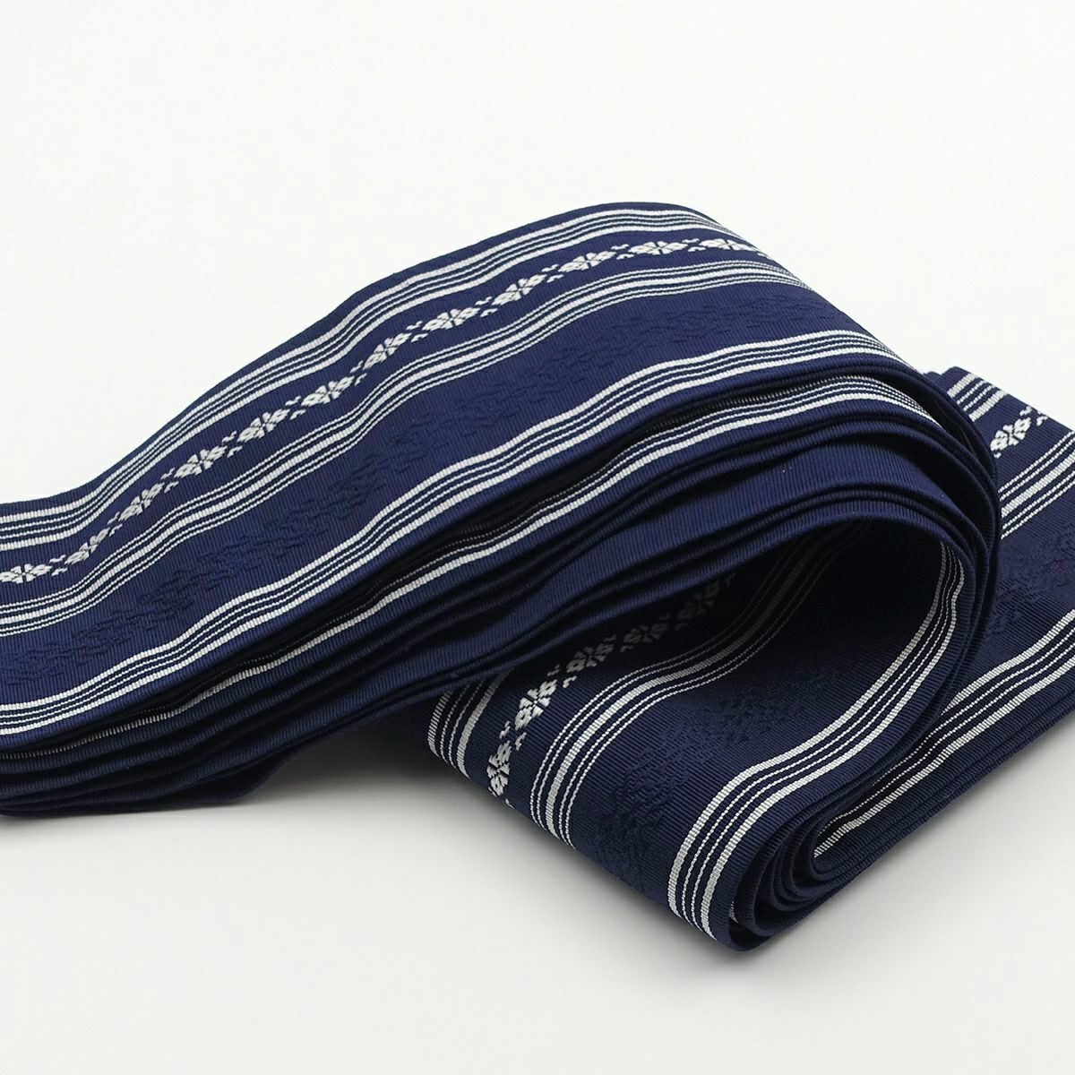 角帯 正絹 博多織物 献上 紺