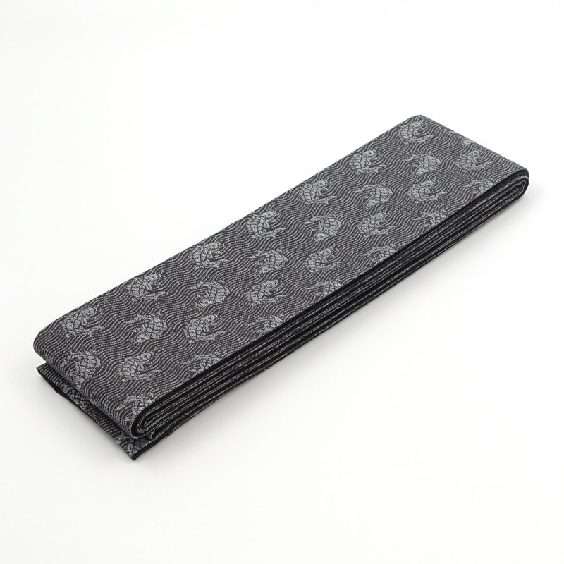 角帯 桐生織 魚 グレー