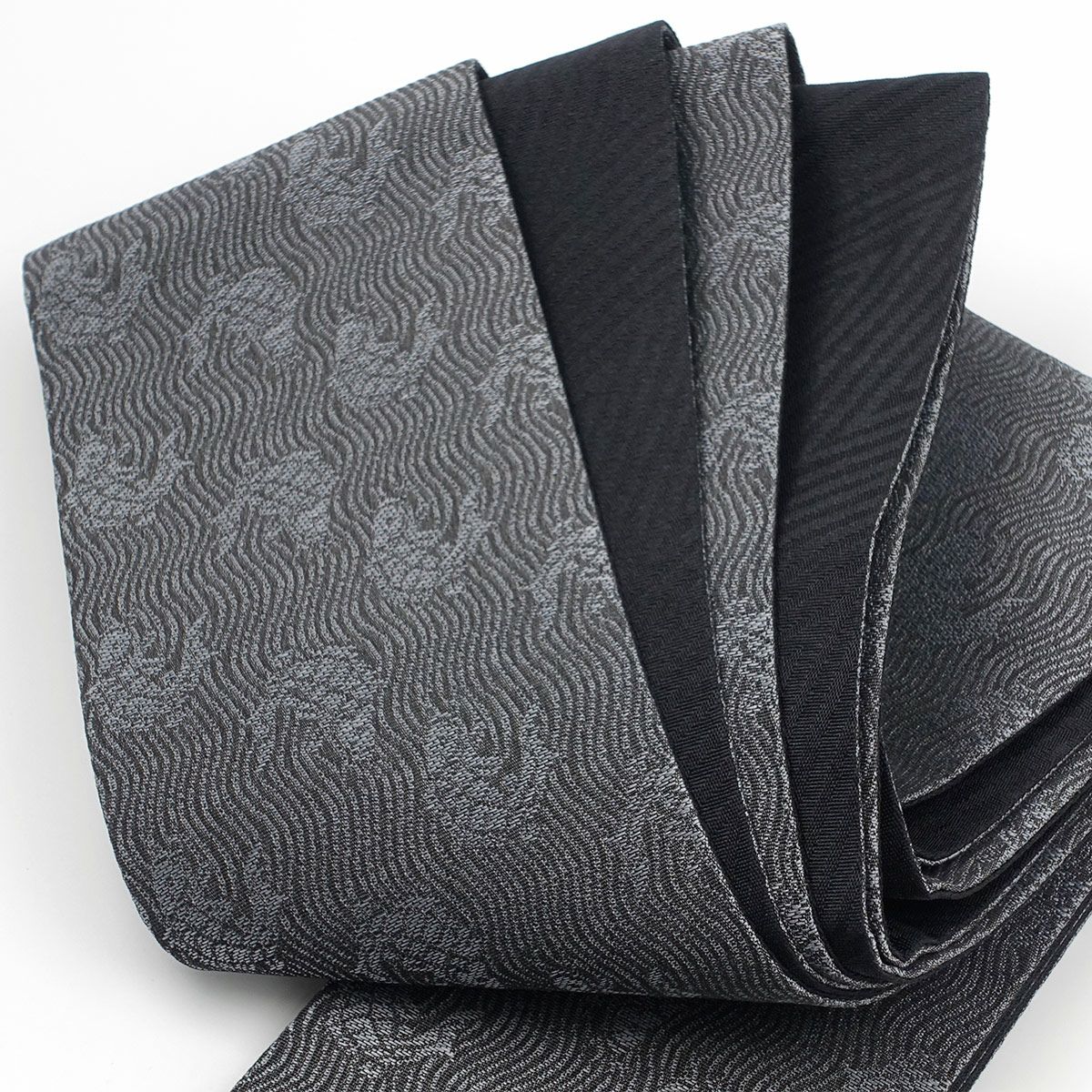 角帯 桐生織 魚 グレー