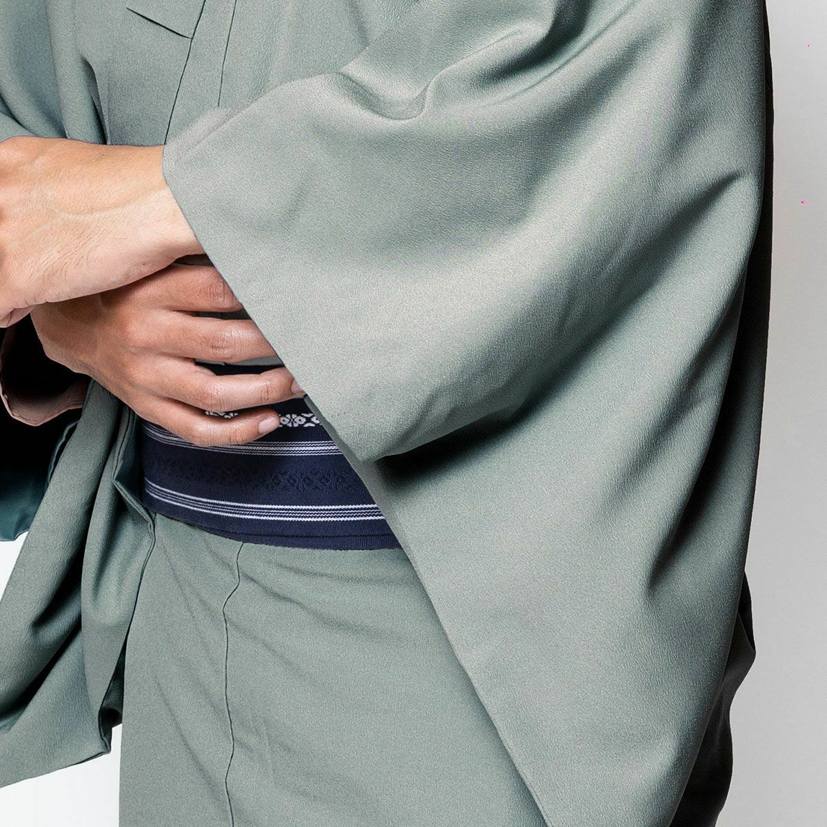 大きいサイズ すぐに着られる男着物 洗える ちりめん 単衣 4L 5L グレー