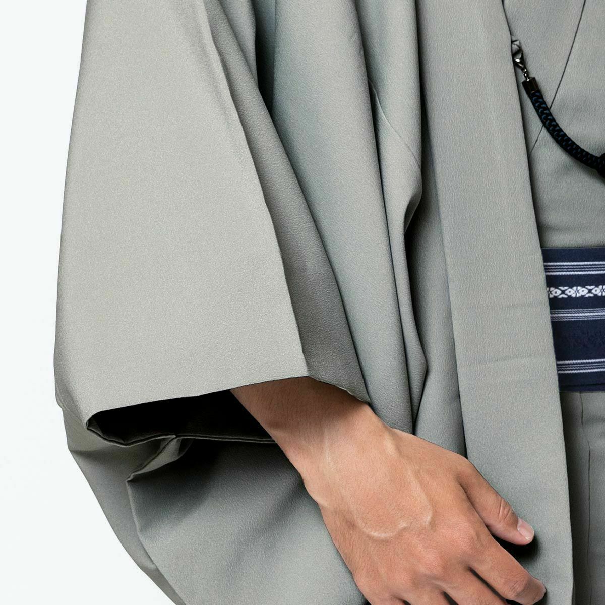 大きいサイズ すぐに着られる男羽織 洗える 単衣 ちりめん 4L 5L グレー