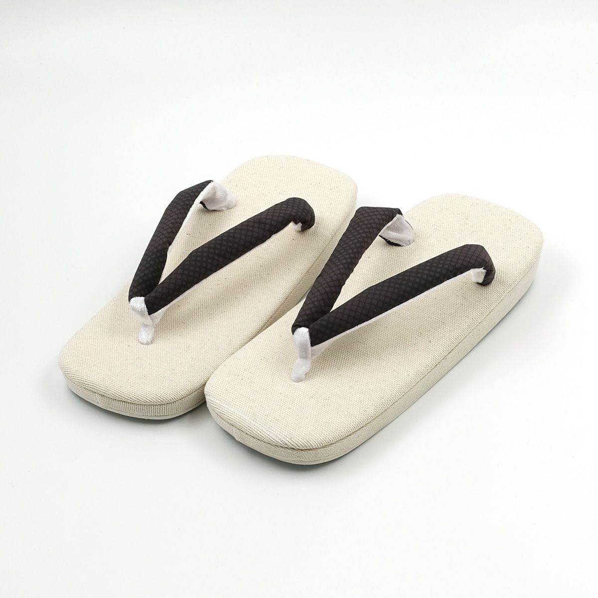 草履 亜麻 生成 茶鼻緒 L 25cm～26.5cm位まで対応