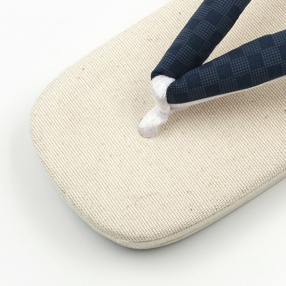 草履 亜麻 生成 紺鼻緒 L 25cm～26.5cm位まで対応