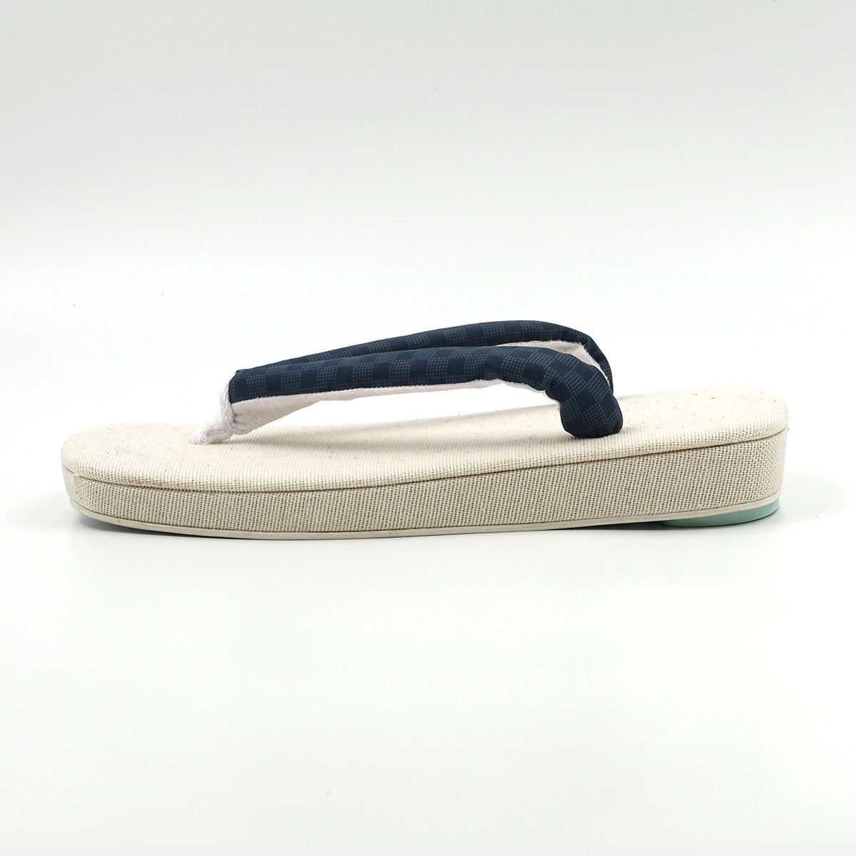 草履 亜麻 生成 紺鼻緒 L 25cm～26.5cm位まで対応