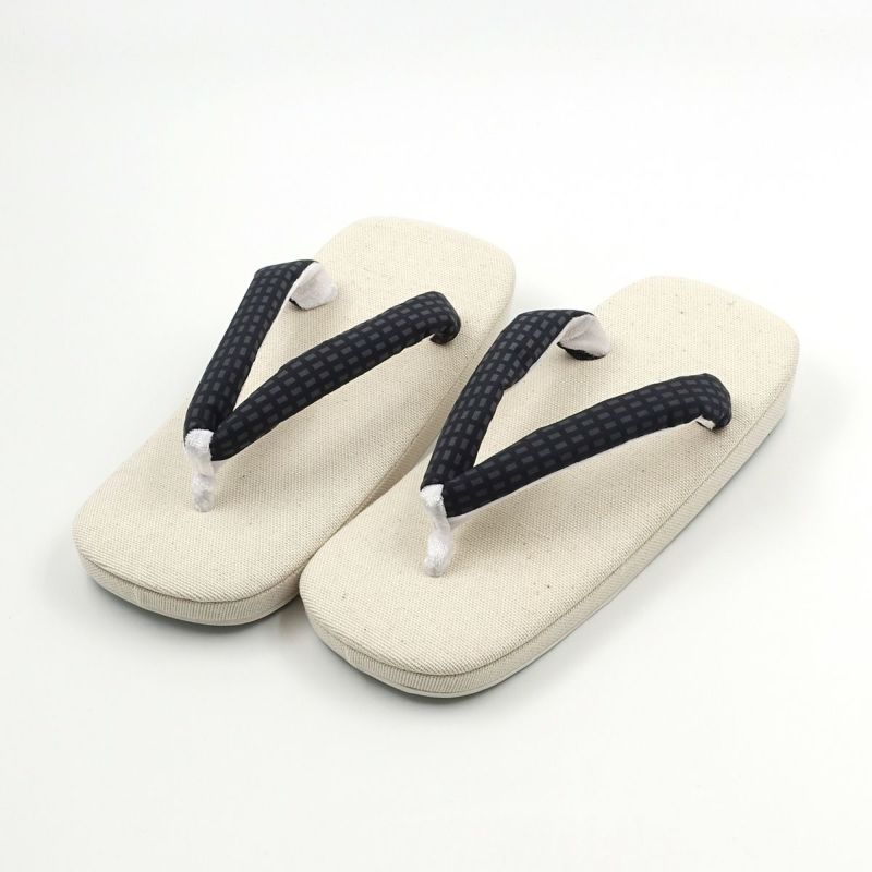 草履 亜麻 生成 グレー鼻緒 L 25cm～26.5cm位まで対応