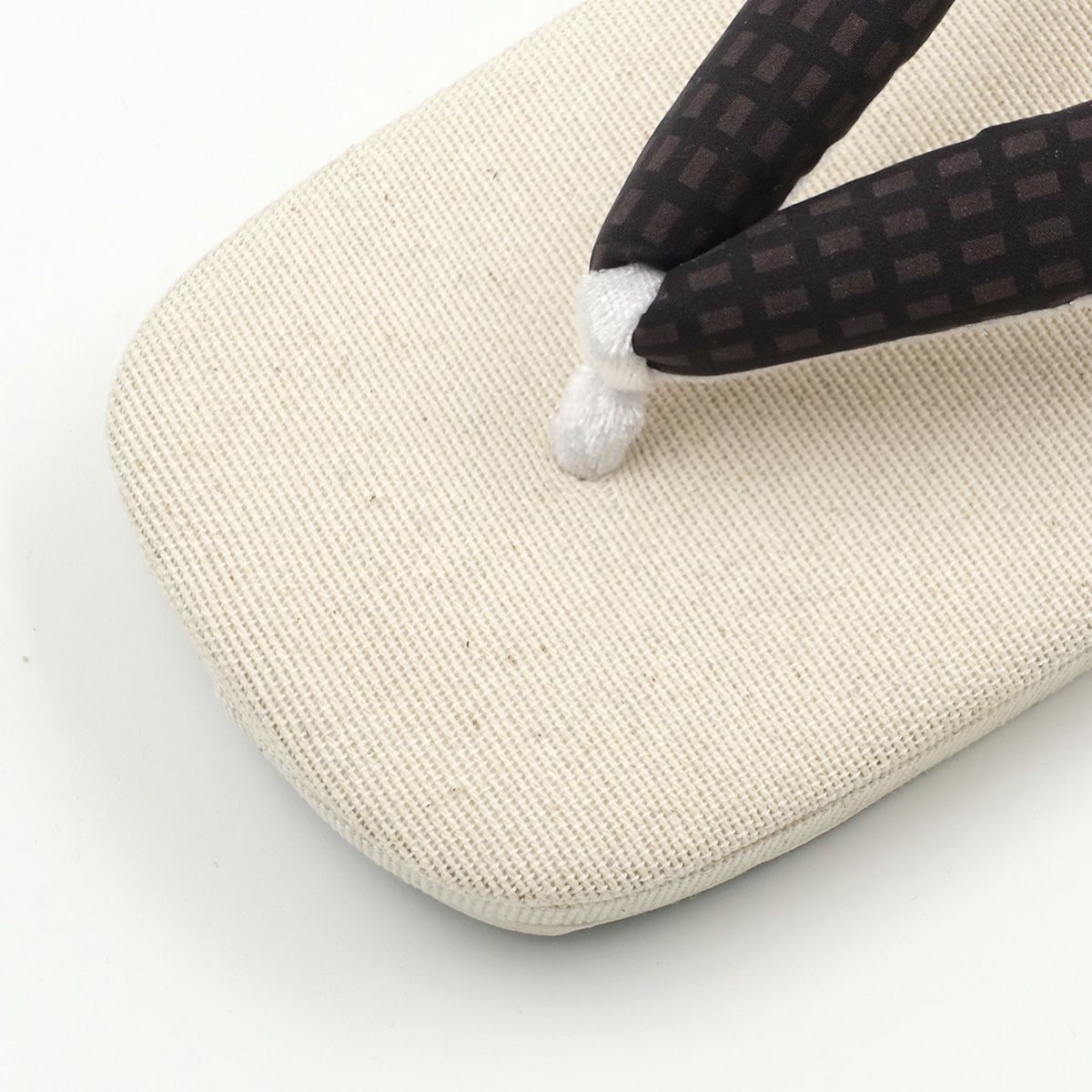 草履 亜麻 生成 茶鼻緒 L 25cm～26.5cm位まで対応