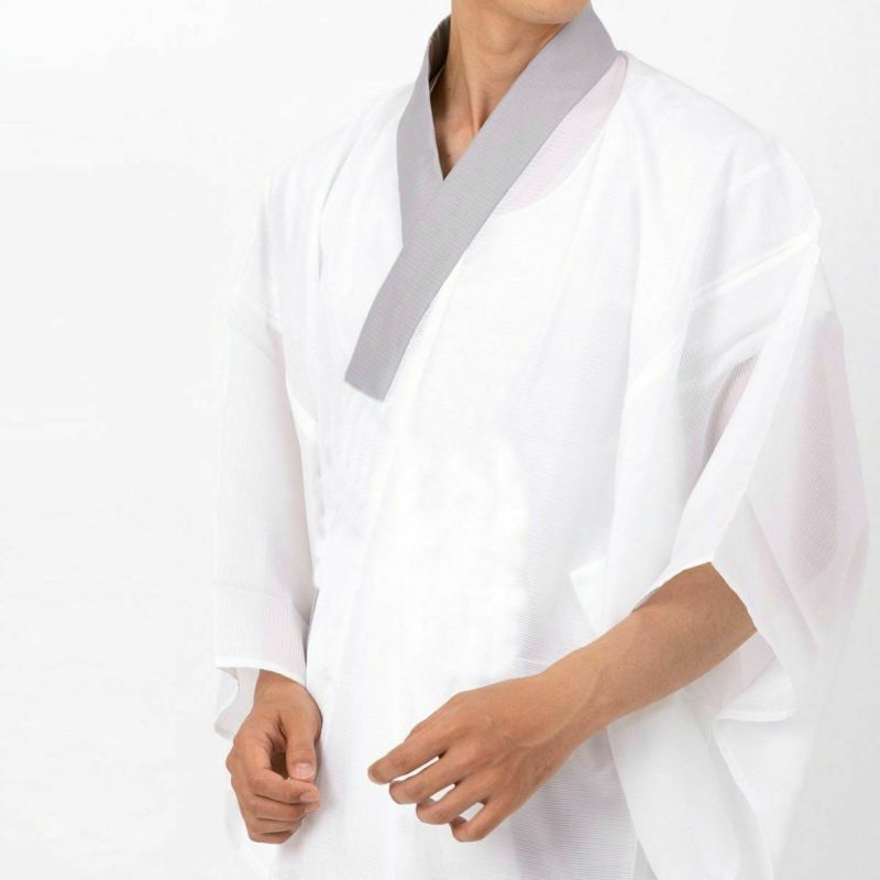 長襦袢 男物 洗える 夏用 駒絽 グレー衿 M&#12316;LL