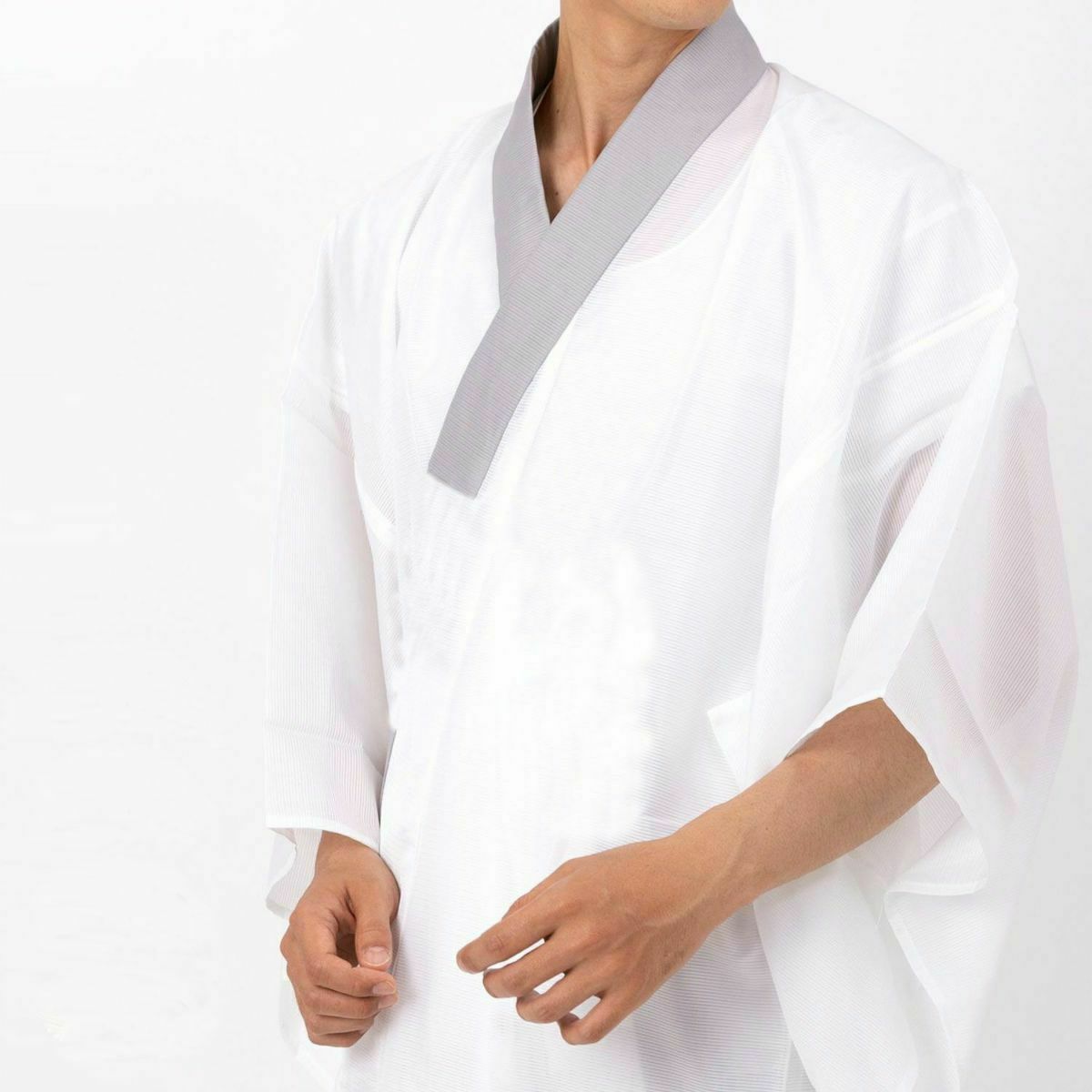 長襦袢 男物 洗える 夏用 駒絽 グレー衿 M&#12316;LL