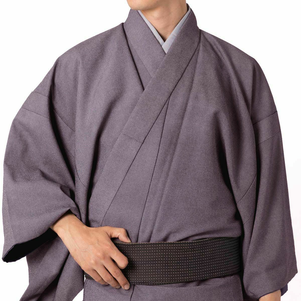 すぐに着られる男着物 単衣 江戸小紋 鮫小紋 紫 S