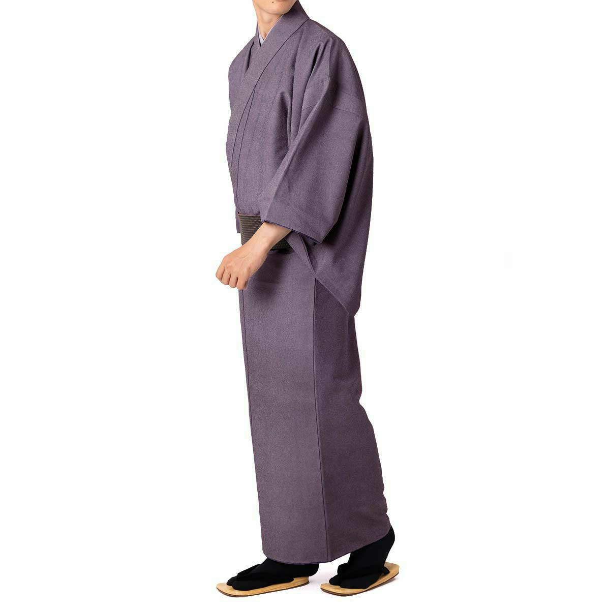 すぐに着られる男着物 単衣 江戸小紋 鮫小紋 紫 S