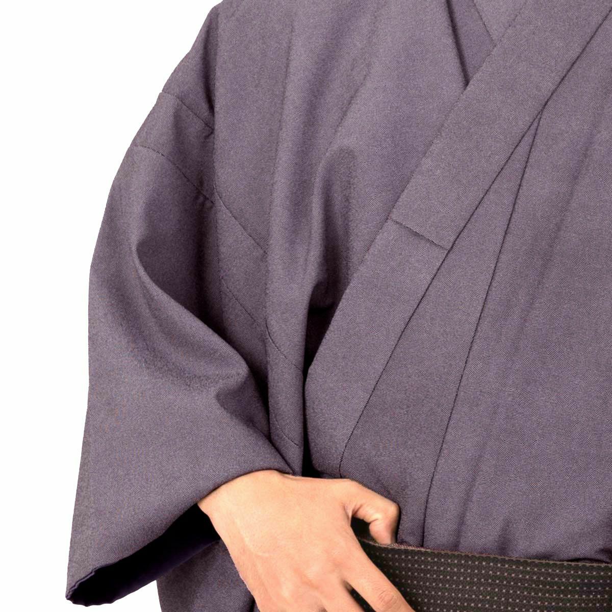 すぐに着られる男着物 単衣 江戸小紋 鮫小紋 紫 3L