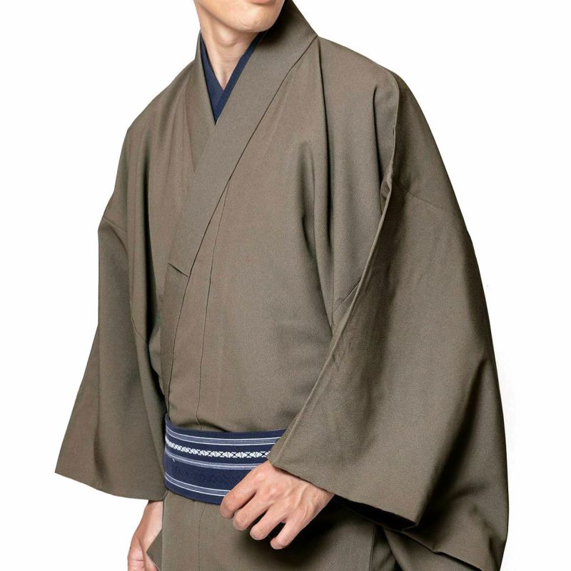 着流しお出かけセット 洗える着物 淡茶