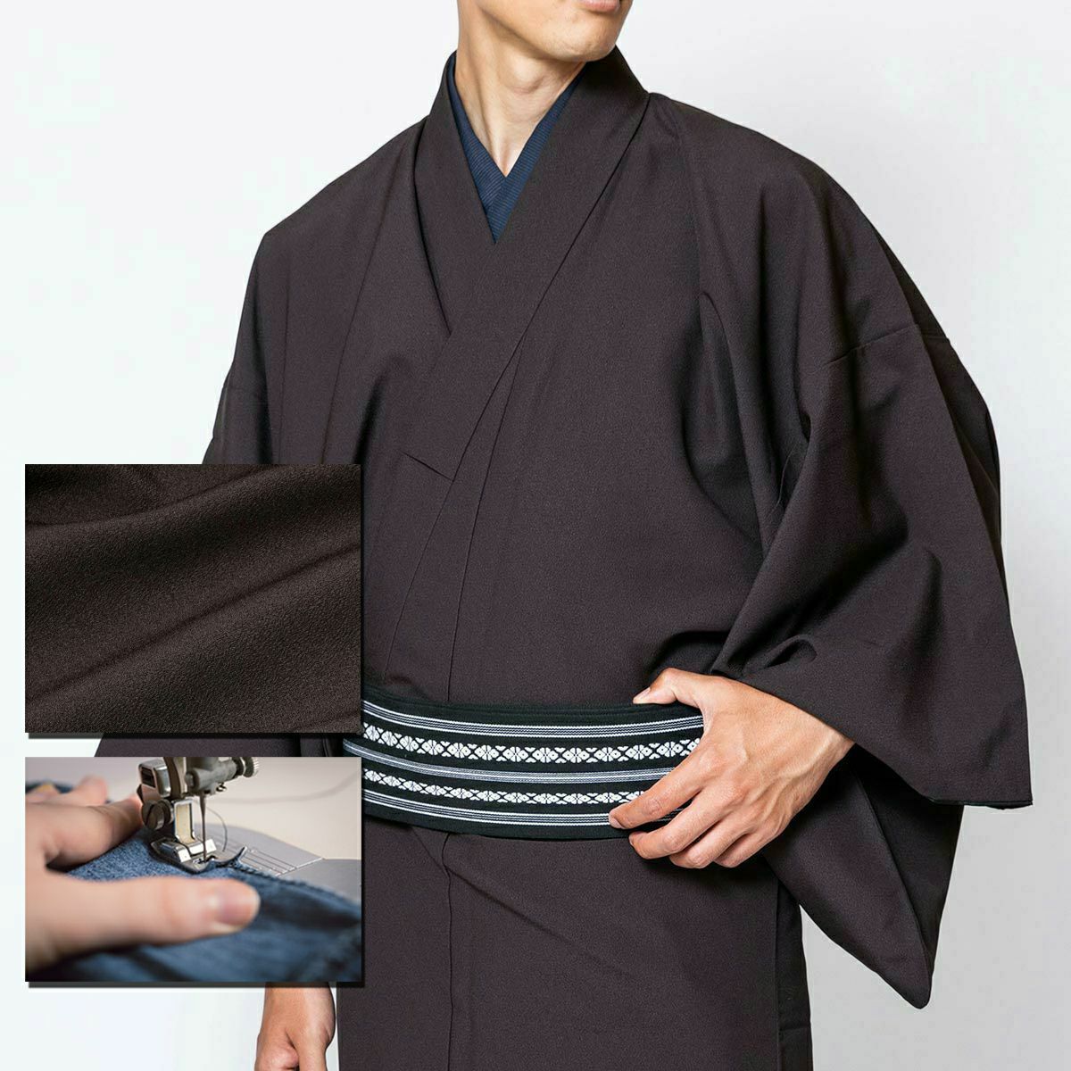 色紋付 ちりめん 洗える着物