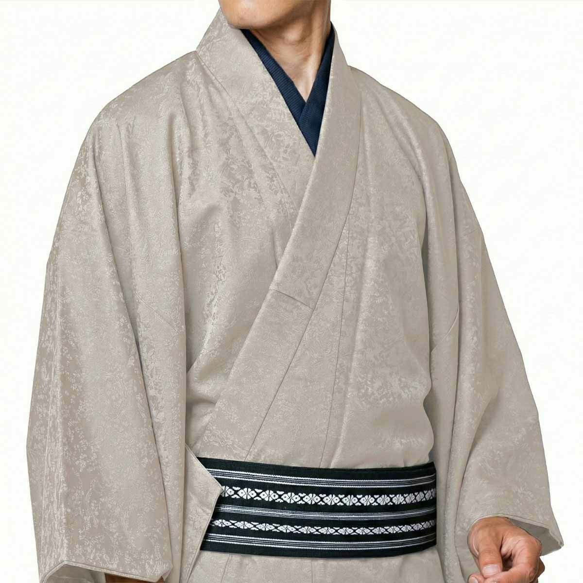メンズ浴衣 単品 夏着物 小さいサイズ 近江ちぢみ本麻 濃紺 160cm前後